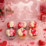 Valentine’s Day cupcakes with decorative festive icing