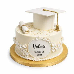 Cap Scroll & Flowers Graduation Cake