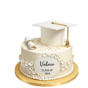 Cap Scroll & Flowers Graduation Cake