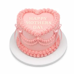 Mother's Day Heart Cake With Ribbons